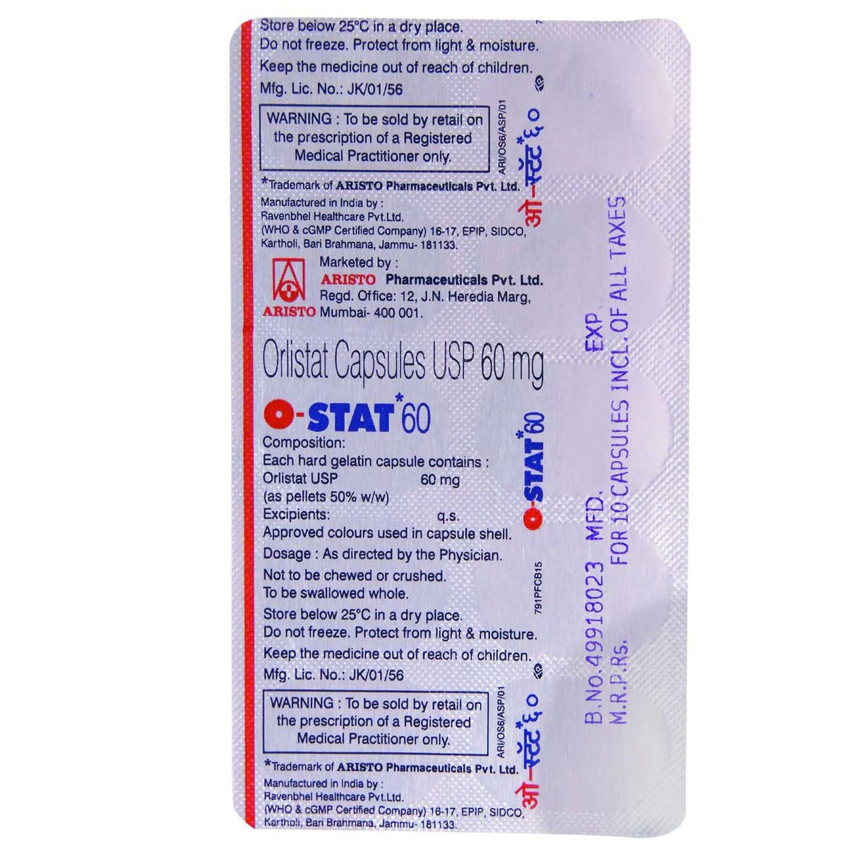 O-Stat 60 Tablet 10's, Pack of 10 TabletS O-Stat 60 Tablet 10's, Pack of 10 TabletS