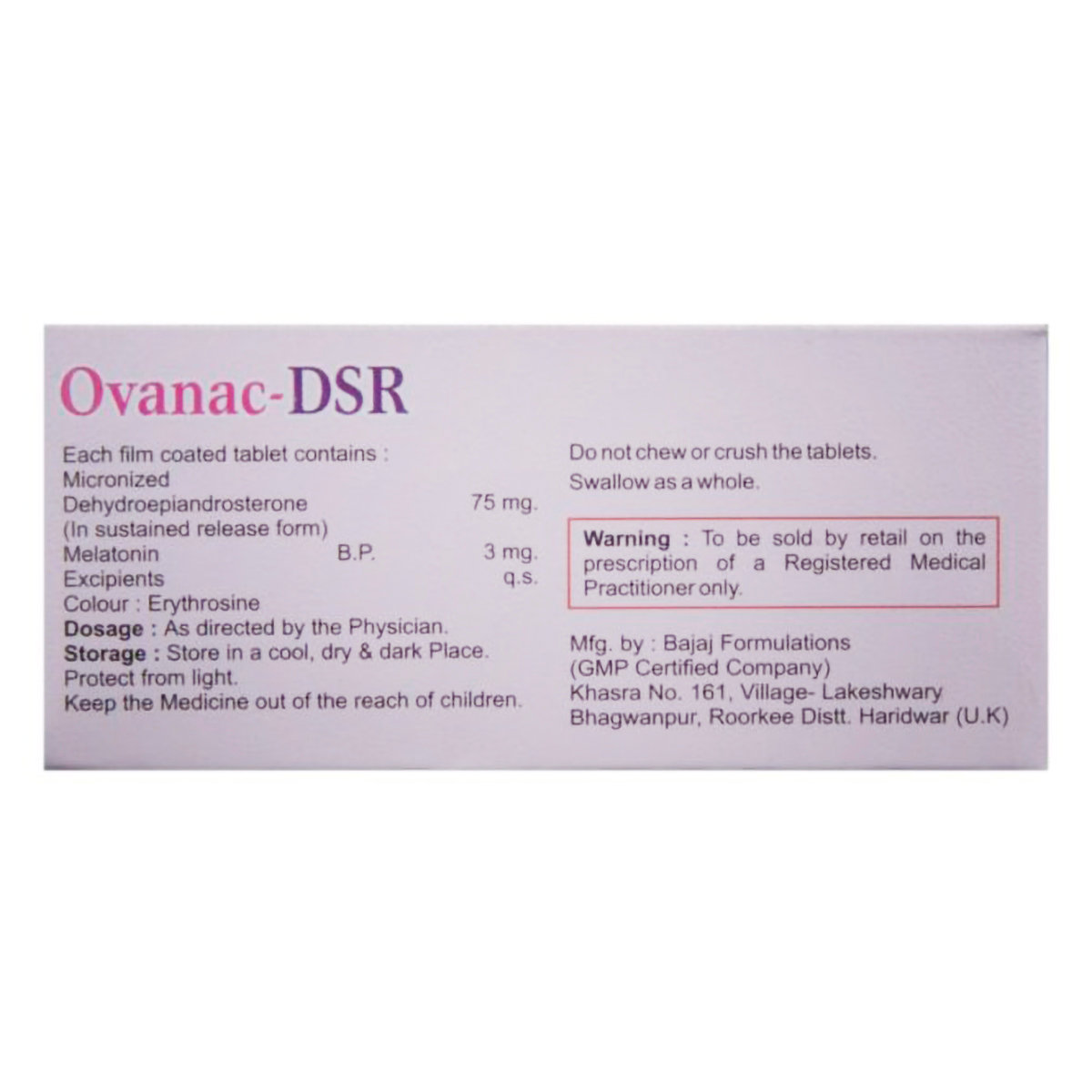 Ovanac-DSR Tablet 10's, Pack of 10 TABLETS Ovanac-DSR Tablet 10's, Pack of 10 TABLETS