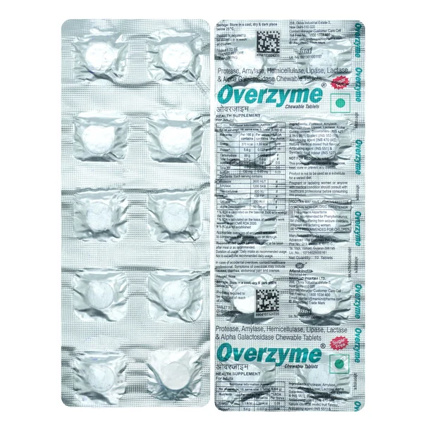 Overzyme S/F Chew Tablet 10's, Pack of 10 TabletS