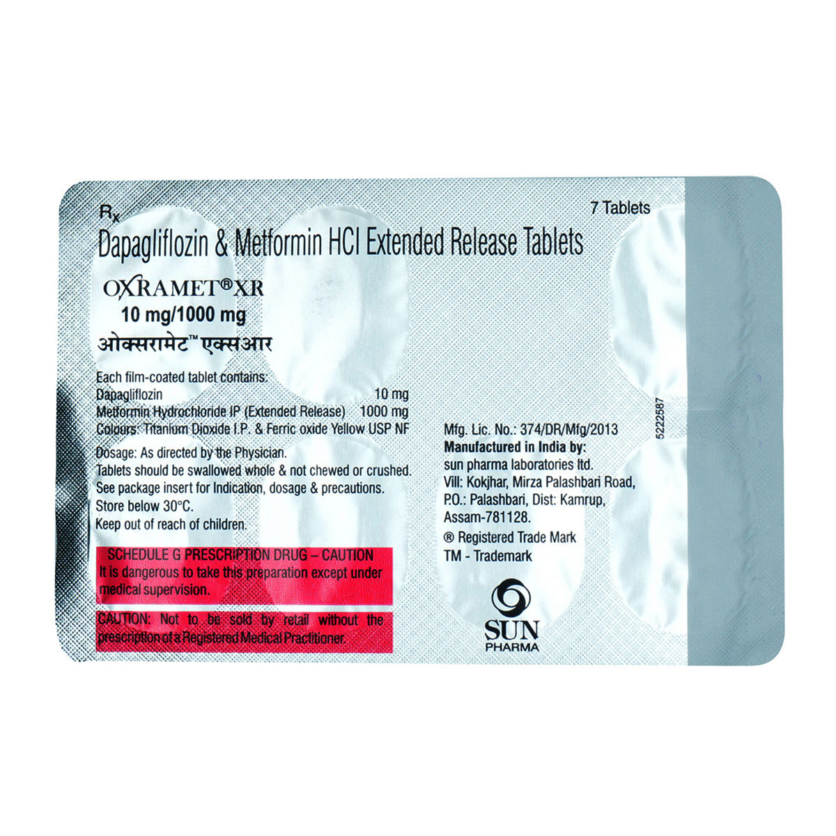 Oxramet XR 10 mg/1000 mg Tablet 7's, Pack of 7 TABLET ERS Oxramet XR 10 mg/1000 mg Tablet 7's, Pack of 7 TABLET ERS