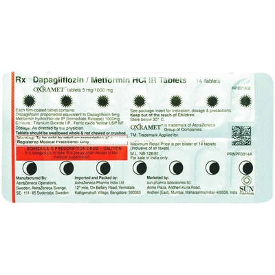 Oxramet 5 mg/1000 mg Tablet 14's, Pack of 14 TABLETS