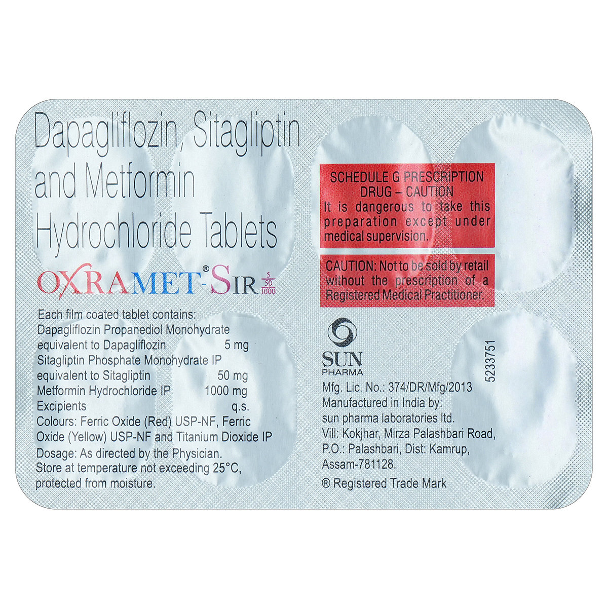 Oxramet-S IR 5/50/1000 Tablet 7's, Pack of 7 TabletS Oxramet-S IR 5/50/1000 Tablet 7's, Pack of 7 TabletS