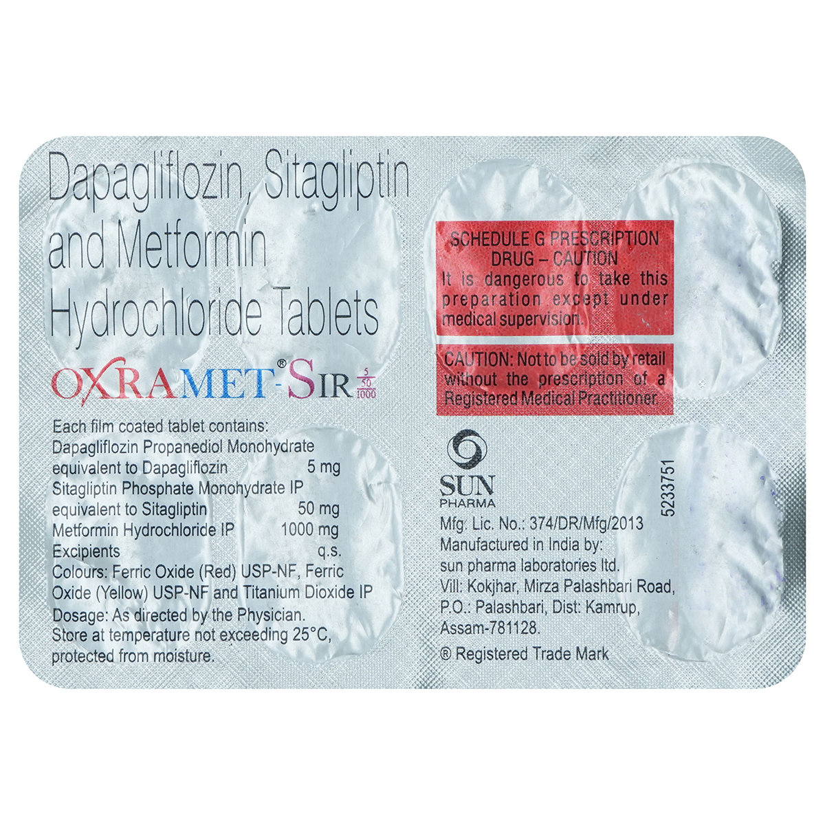 Oxramet-S IR 5/50/1000 Tablet 7's, Pack of 7 TabletS Oxramet-S IR 5/50/1000 Tablet 7's, Pack of 7 TabletS