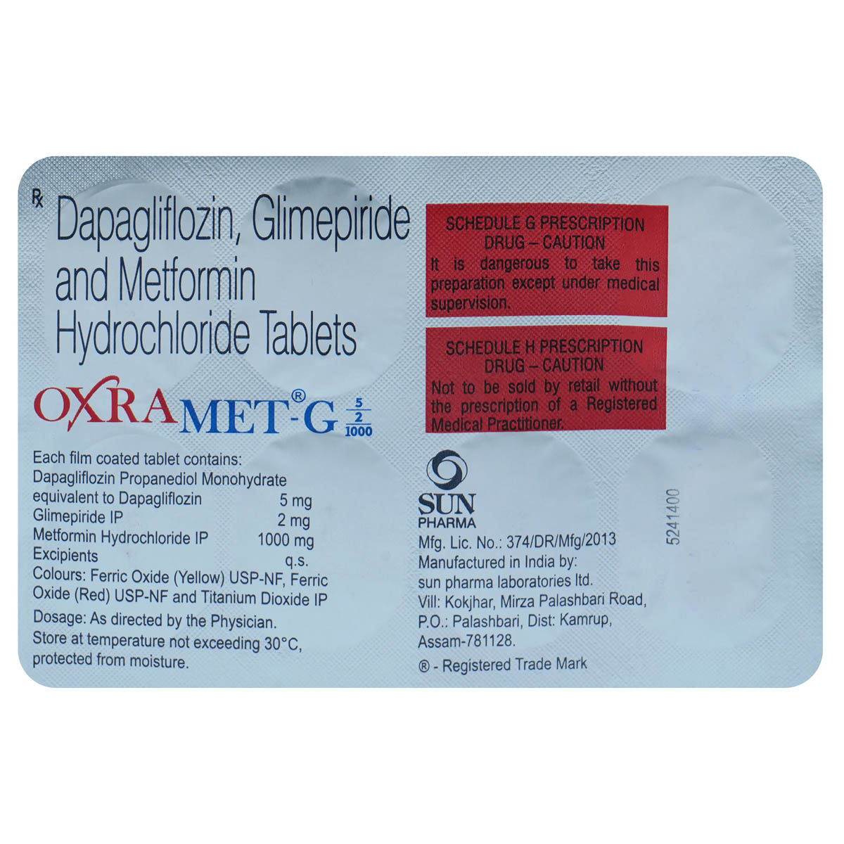 Oxramet-G 5/2/1000 Tablet 7's Oxramet-G 5/2/1000 Tablet 7's