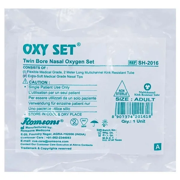 Romsons Oxy Set Twin Bore Child Nasal Oxygen Set, 1 Kit, Pack of 1
