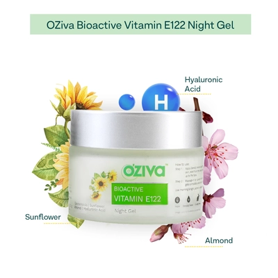 OZiva Bioactive Vitamin E122 Night Gel, 50 gm, Pack of 1