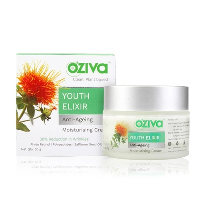 OZiva Youth Elixir Anti-Ageing Moisturising Cream 50 gm | Polypeptides, Safflower Seed Oil, Phyto Retinol | Reduces Wrinkles By 30% | Improve Skin Tightening | For Men &amp; Women | For All Skin Type, Pack of 1