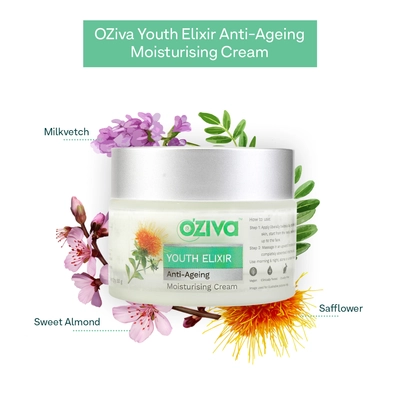 OZiva Youth Elixir Anti-Ageing Moisturising Cream 50 gm | Polypeptides, Safflower Seed Oil, Phyto Retinol | Reduces Wrinkles By 30% | Improve Skin Tightening | For Men &amp; Women | For All Skin Type, Pack of 1