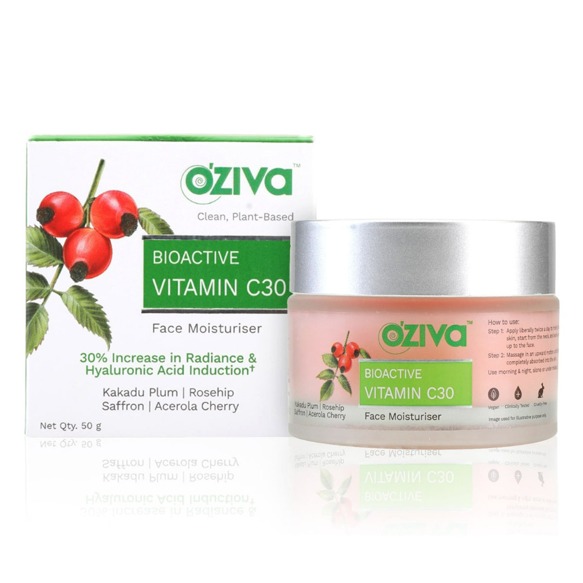 OZiva Bioactive Vitamin C30 Face Moisturiser, 50 gm, Pack of 1 OZiva Bioactive Vitamin C30 Face Moisturiser, 50 gm, Pack of 1
