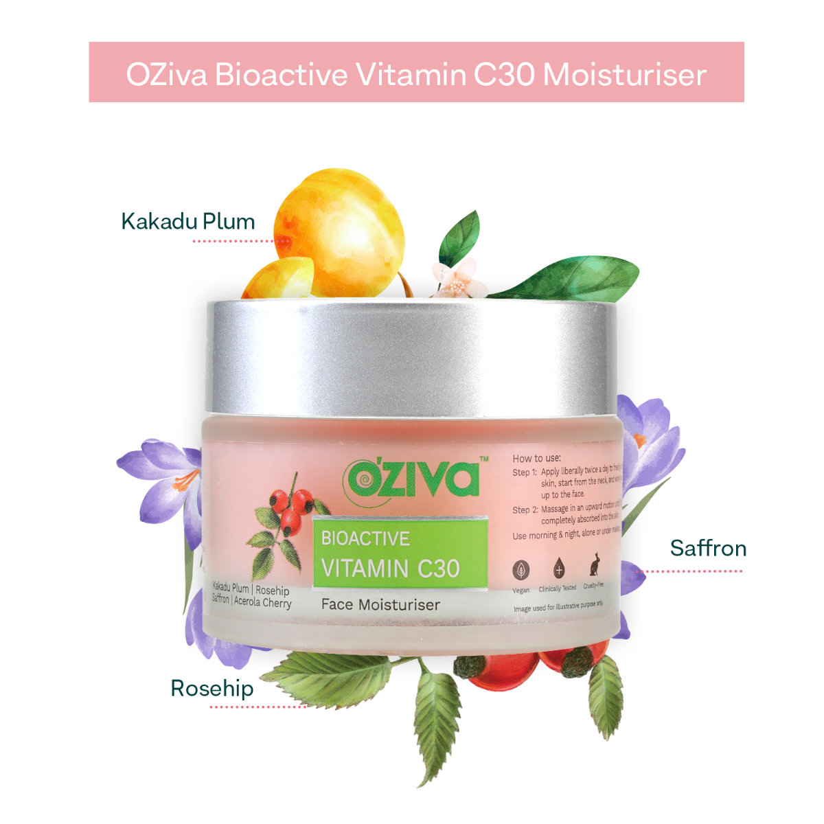 OZiva Bioactive Vitamin C30 Face Moisturiser, 50 gm, Pack of 1 OZiva Bioactive Vitamin C30 Face Moisturiser, 50 gm, Pack of 1