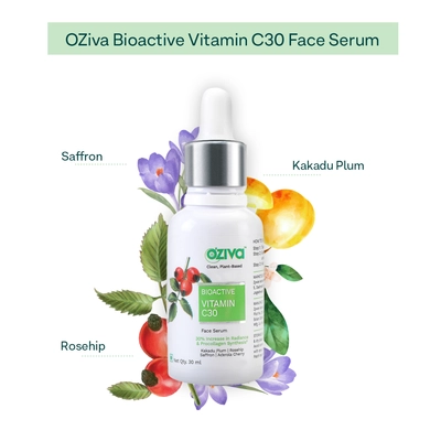 OZiva Bioactive Vitamin C30 Face Serum, 30 ml, Pack of 1