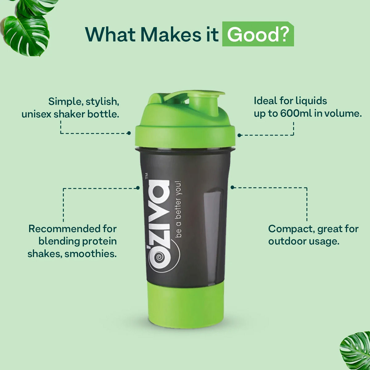 OZiva Shaker Green, 600 ml Price, Uses, Side Effects, Composition
