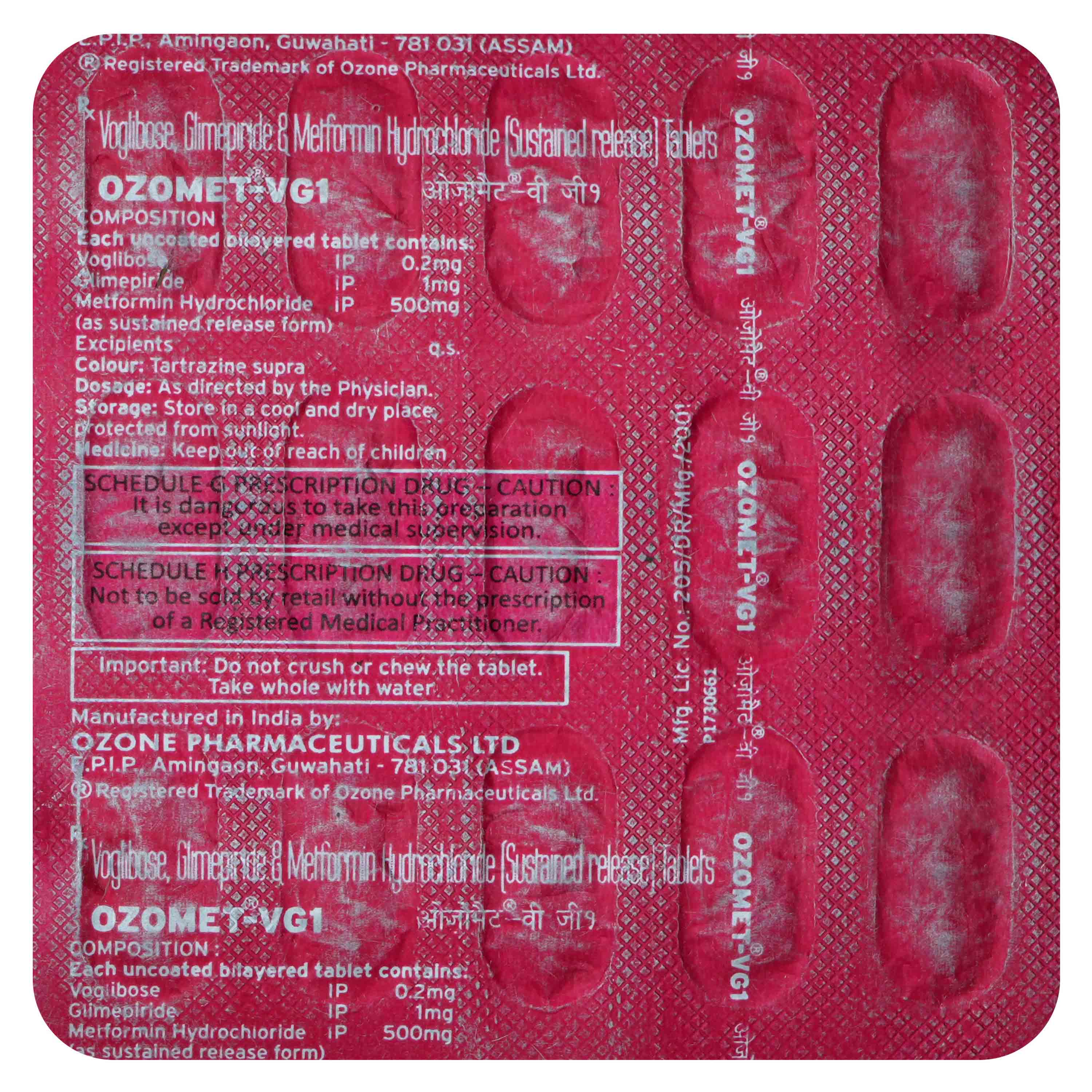 Ozomet-VG1 Tablet 15's, Pack of 15 Ozomet-VG1 Tablet 15's, Pack of 15