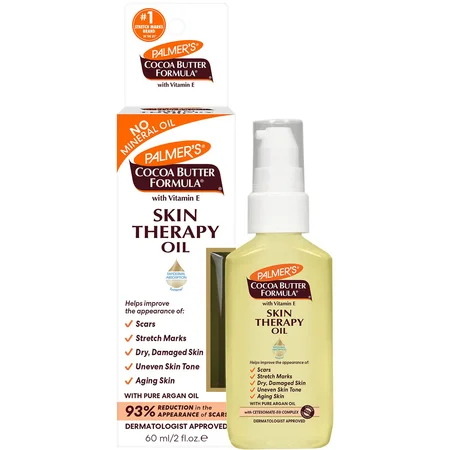 Palmers Cocoa Butter Formula Skin Therapy Oil 60 ml | Cocoa Butter, Vitamin E & Pure Argan Oil | Reduces Scars, Stretch Marks | Evens Skin Tone | Deep Hydration | 48 Hrs Moisture