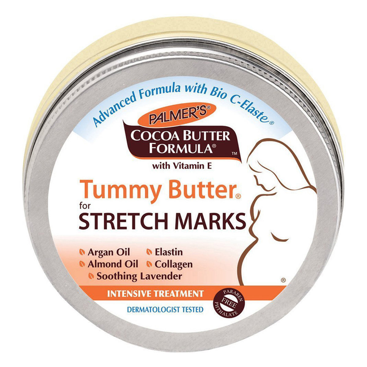Palmers Cocoa Butter Formula Tummy Butter Stretch Marks Cream 125 gm | Collagen,Almond Oil, Shea Butter, Vitamin E & Lavender | For Intensive Stretch Marks Treatment, Pack of 1 Palmers Cocoa Butter Formula Tummy Butter Stretch Marks Cream 125 gm | Collagen,Almond Oil, Shea Butter, Vitamin E & Lavender | For Intensive Stretch Marks Treatment, Pack of 1