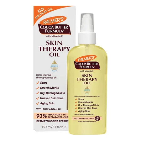 Palmers Cocoa Butter Formula Skin Therapy Oil 150 ml | Cocoa Butter, Vitamin E & Pure Argan Oil | Reduces Scars, Stretch Marks | Evens Skin Tone | Deep Hydration | 48 Hrs Moisture