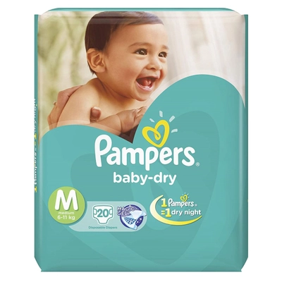 Pampers Baby Dry Diapers Medium, 20 Count, Pack of 1