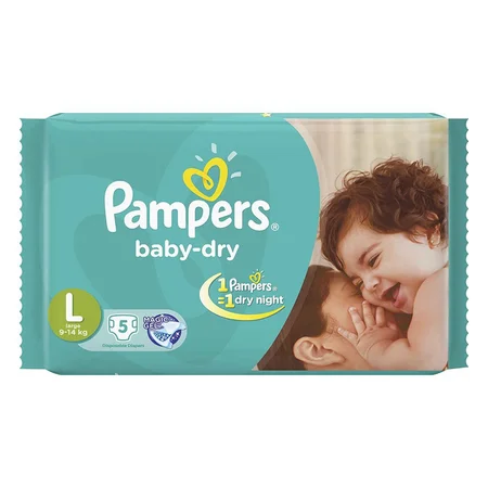 Pampers Baby Dry Diapers Large, 5 Count