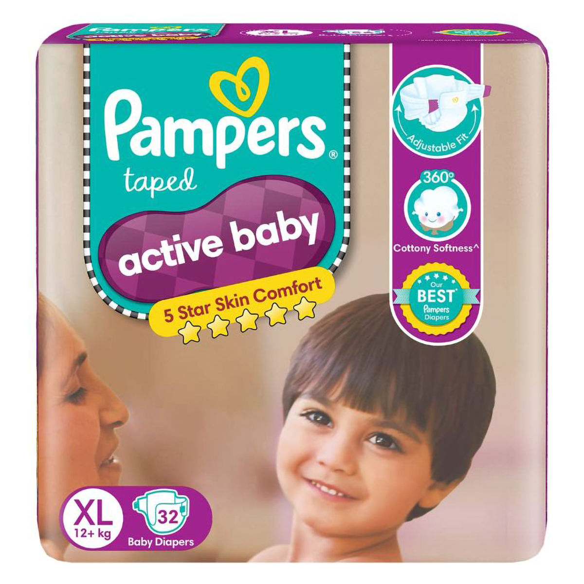 Buy Pampers Active Baby Taped Diapers XL, 32 Count Online