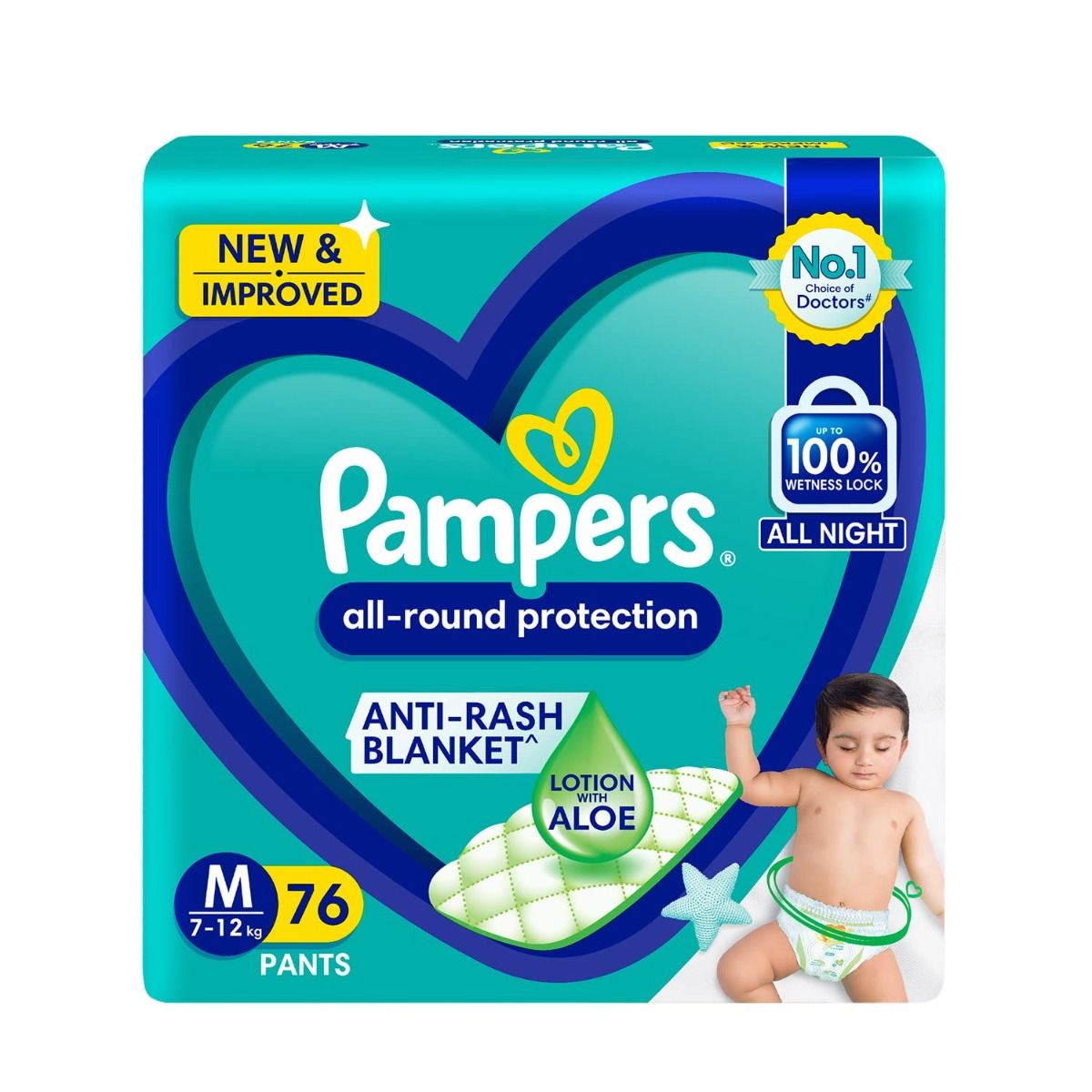 Buy Pampers All-Round Protection Diaper Pants Medium, 76 Count Online