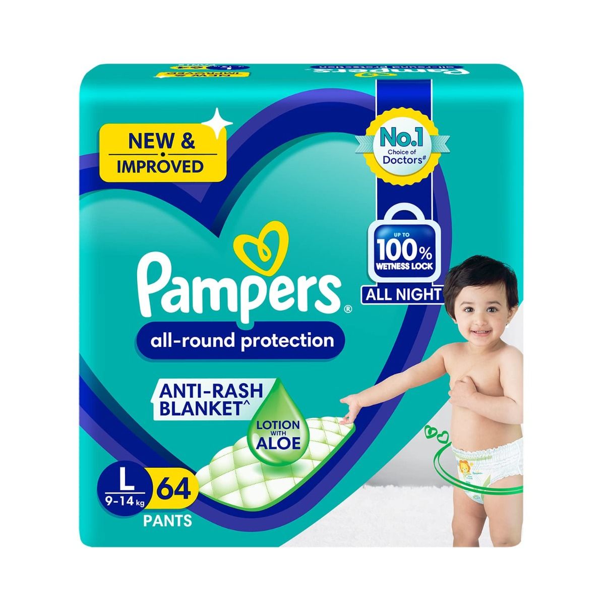 Pampers All round Protection L 64 Pants Large size baby diapers  L  Buy 64  Pampers Pant Diapers  Flipkartcom