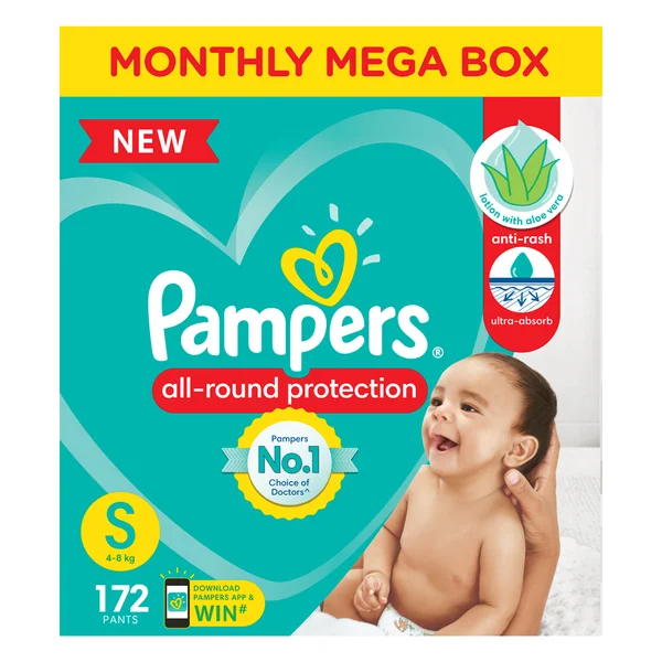Pampers All-Round Protection Diaper Pants Small, 172 Count, Pack of 1
