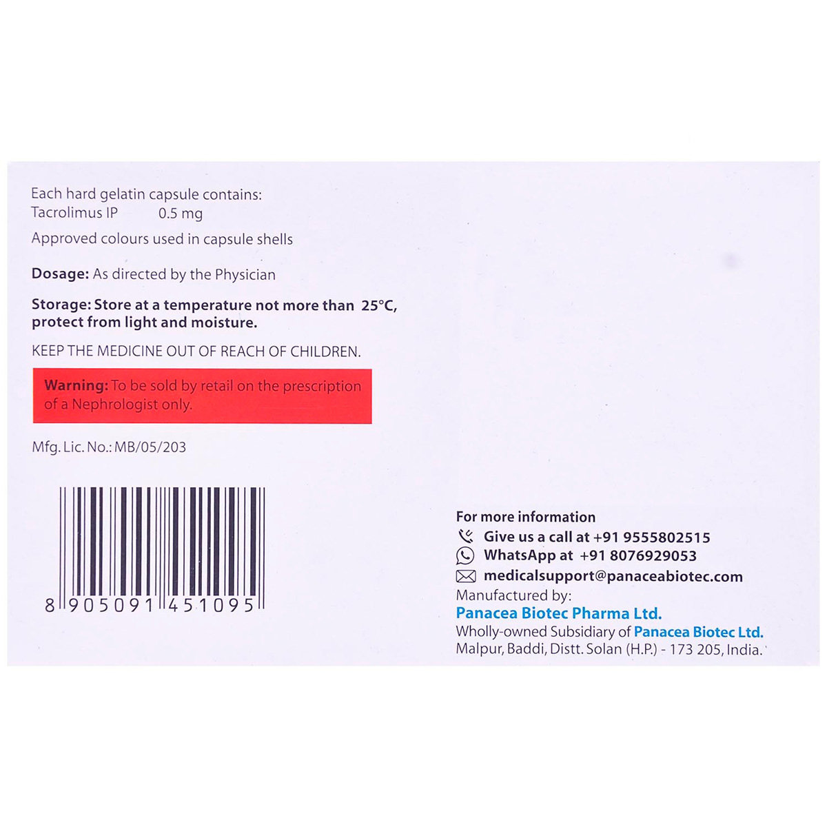 Pangraf 0.5 Capsule 10's, Pack of 10 CAPSULES Pangraf 0.5 Capsule 10's, Pack of 10 CAPSULES