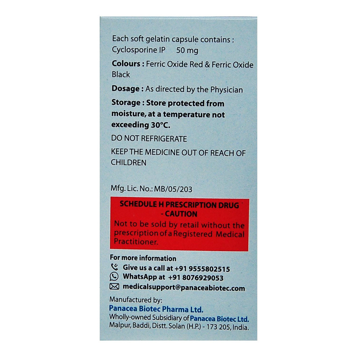 Panimun Bioral 50 mg Capsule 6's, Pack of 6 CAPSULES Panimun Bioral 50 mg Capsule 6's, Pack of 6 CAPSULES