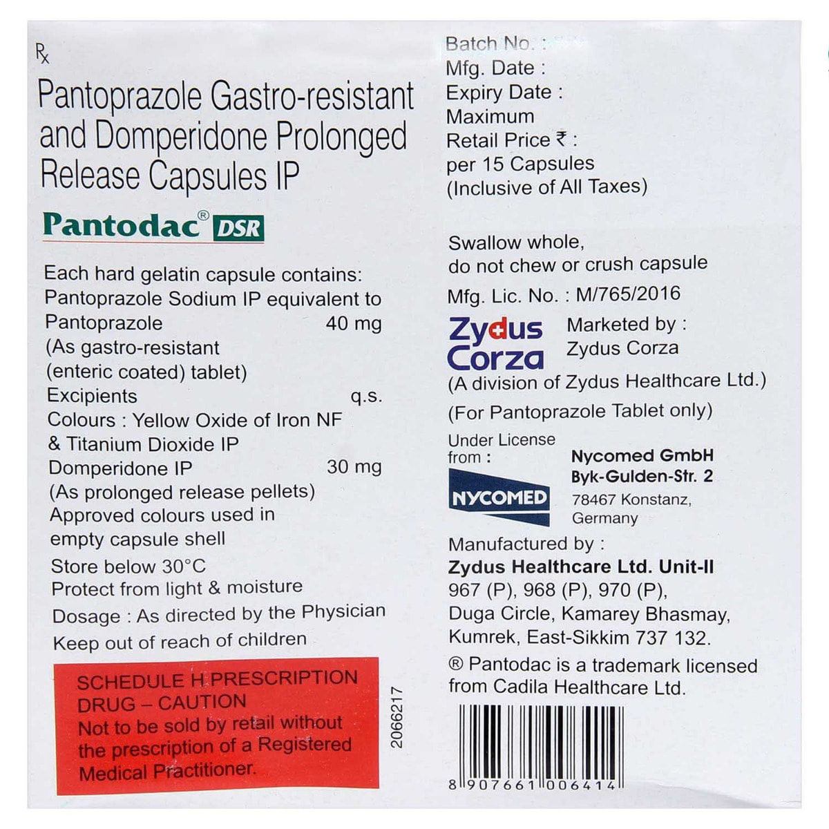 Pantodac DSR Capsule 15's Price, Uses, Side Effects, Composition
