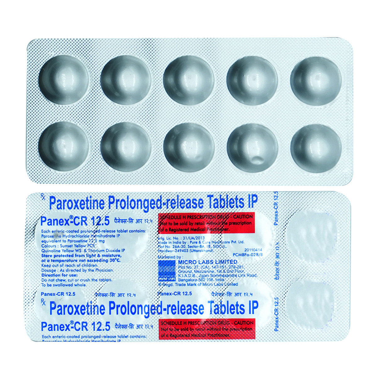 Panex-CR 12.5 Tablet 10's, Pack of 10 TABLETS Panex-CR 12.5 Tablet 10's, Pack of 10 TABLETS