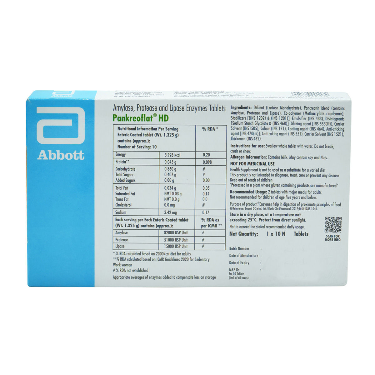 Pankreoflat HD Tablet 10's Price, Uses, Side Effects, Composition