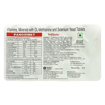 Panoximet Tablet 15's