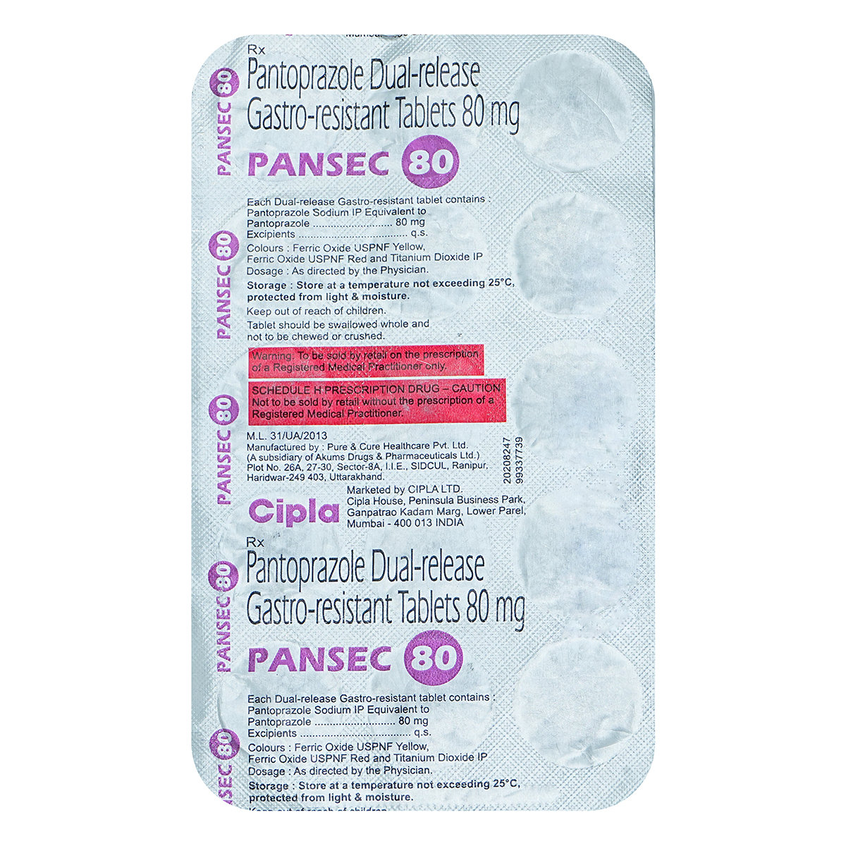 Pansec 80 Tablet 15's, Pack of 15 TabletS Pansec 80 Tablet 15's, Pack of 15 TabletS