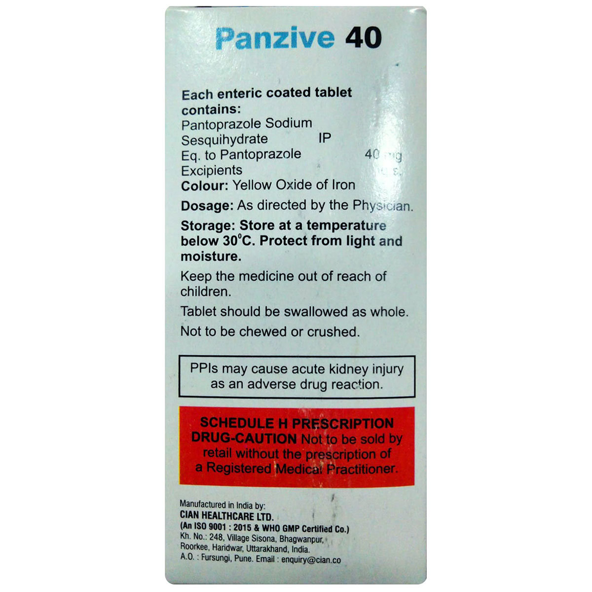 Panzive 40 Tablet 10's, Pack of 10 TABLETS Panzive 40 Tablet 10's, Pack of 10 TABLETS