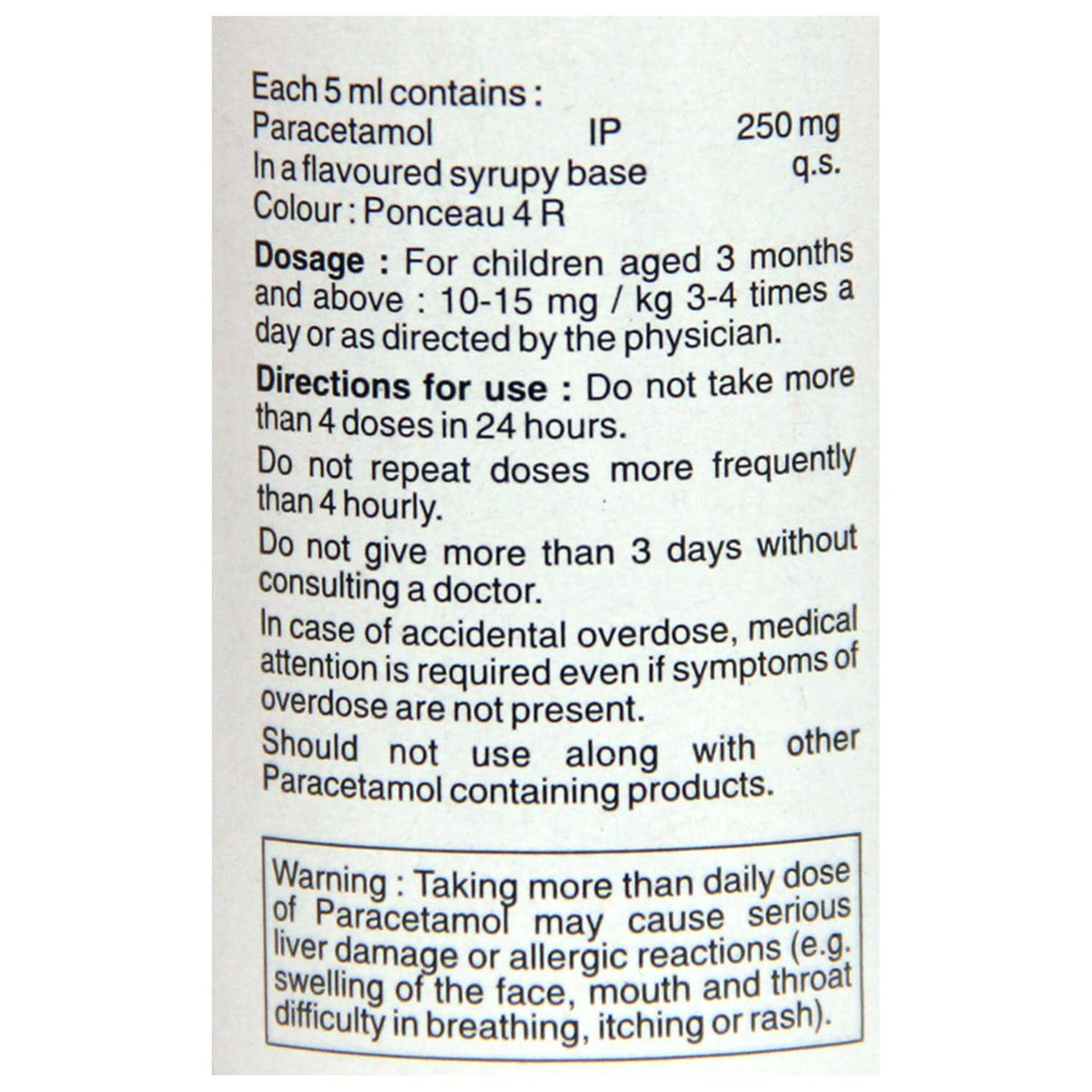 Paracip 250 mg Suspension 60 ml, Pack of 1 Suspension Paracip 250 mg Suspension 60 ml, Pack of 1 Suspension
