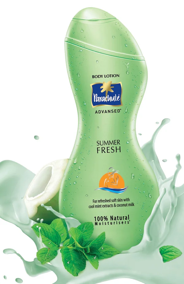 Parachute Advansed Summer Fresh Lotion 250 ml | Cool Mint Extract & Coconut Milk | Refreshes & Cools Down Skin | Sun Protection With Double Sunscreens