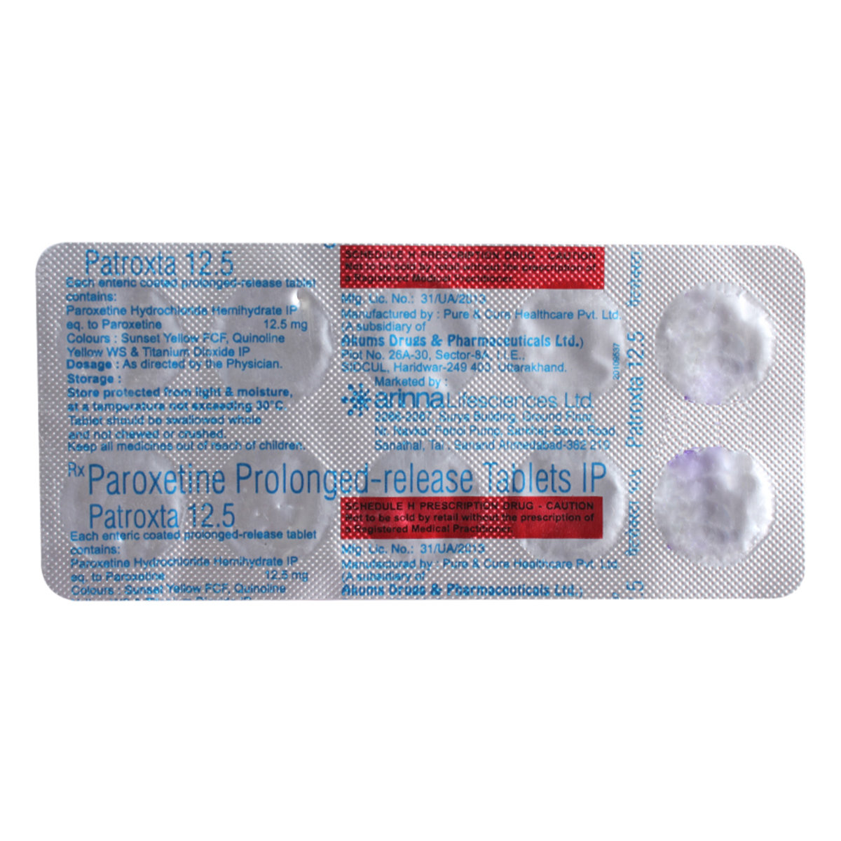 Patroxta 12.5mg Tablet 10's, Pack of 10 TabletS Patroxta 12.5mg Tablet 10's, Pack of 10 TabletS