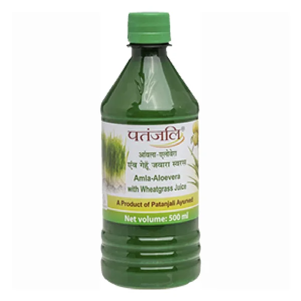 Patanjali Amla-Aloevera with Wheatgrass Juice, 500 ml, Pack of 1