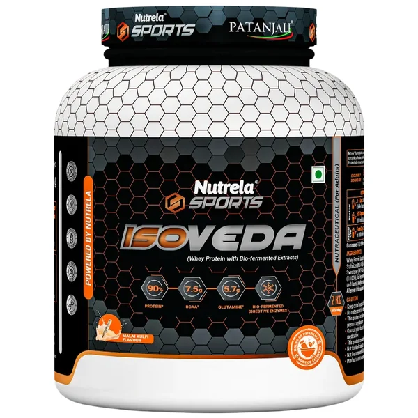 Patanjali Nutrela Sports Isoveda Pure Isolate Malai Kulfi Flavour Powder, 2 kg
