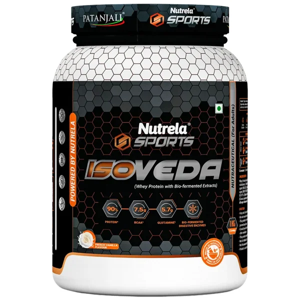 Patanjali Nutrela Sports Isoveda Pure Isolate French Vanilla Flavour Powder, 1 kg