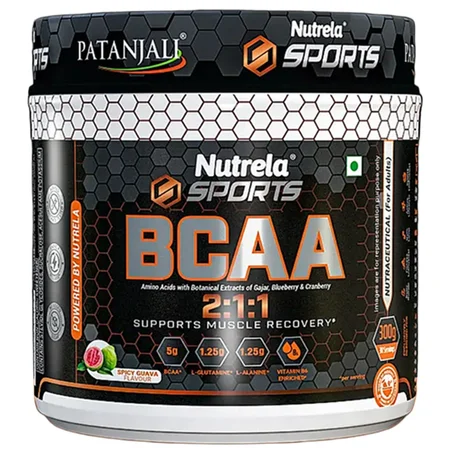 Patanjali Nutrela Sports BCAA Powder Spicy Guava Flavour Powder, 300 gm