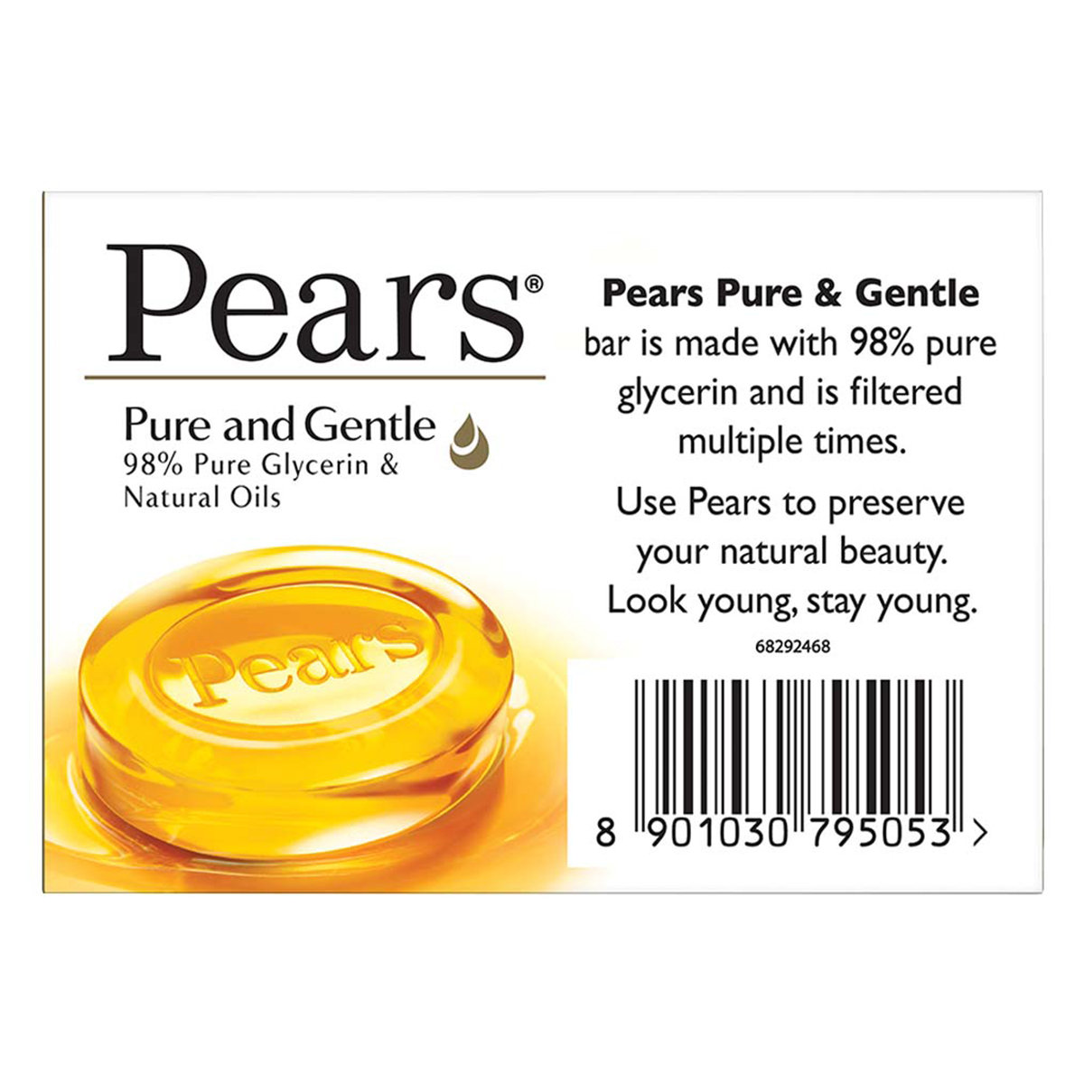 Pears Pure & Gentle Soap 50 gm | 98% Pure Glycerin & Natural Oils | For Glowing Skin | For Men & Women, Pack of 1 Pears Pure & Gentle Soap 50 gm | 98% Pure Glycerin & Natural Oils | For Glowing Skin | For Men & Women, Pack of 1