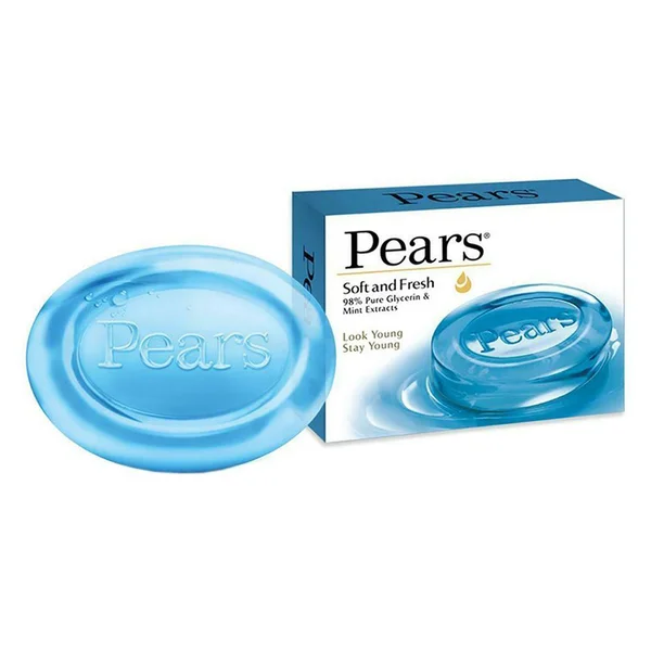 Pears Soft &amp; Fresh Soap 125 gm | 98% Pure Glycerin &amp; Mint Extract | Keeps Skin Refreshed &amp; Moisturised During Harsh Summer, Pack of 1