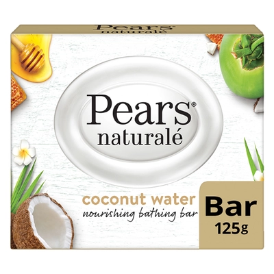 Pears Naturale Coconut Water Nourishing Bathing Bar 125 gm | Honey &amp; Coconut Water | Hydrates, Soothes &amp; Nourishes Skin, Pack of 1