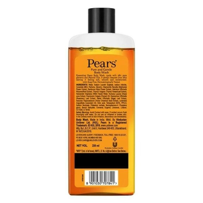 Pears Pure &amp; Gentle Body Wash 250 ml | 98% Pure Glycerin &amp; Natural Oils | For Soft, Smooth &amp; Moisturised Skin | Soap Free, Pack of 1