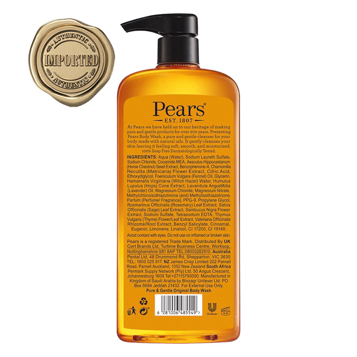 Pears Pure & Gentle Original Body Wash 750 ml | With Natural Oils | Gently Cleanses Skin | Soap Free, Pack of 1 Pears Pure & Gentle Original Body Wash 750 ml | With Natural Oils | Gently Cleanses Skin | Soap Free, Pack of 1