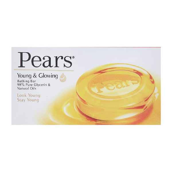 Pears Young & Glowing Soap 35 gm | 98% Pure Glycerin & Natural Oils | For Younger Looking Skin, Pack of 1 Pears Young & Glowing Soap 35 gm | 98% Pure Glycerin & Natural Oils | For Younger Looking Skin, Pack of 1