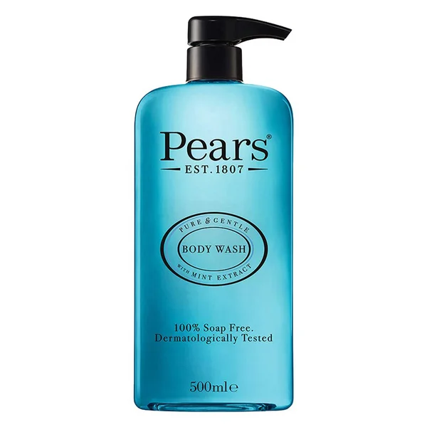 Pears Pure &amp; Gentle Body Wash With Mint Extract 500 ml | WIth Natural Oils | Gentle Skin Cleansing | For Soft &amp; Glowing Skin | Soap Free, Pack of 1