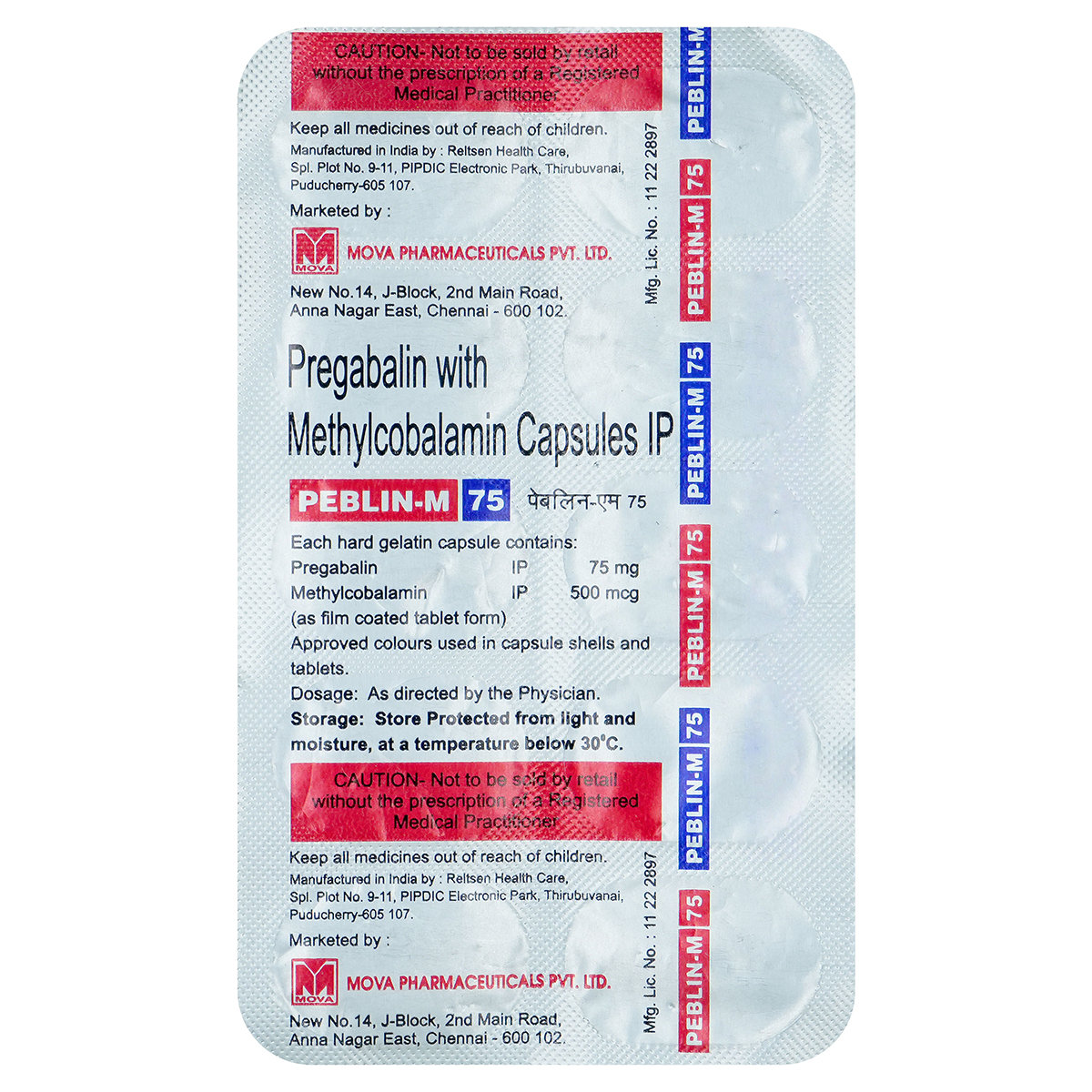 Peblin M 75mg Capsule 10's, Pack of 10 Peblin M 75mg Capsule 10's, Pack of 10