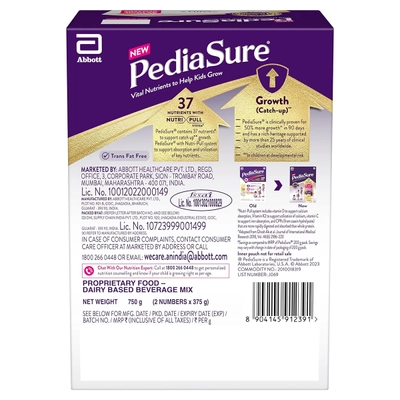 Pediasure Vanilla Flavour Nutrition Powder for Kids Growth, 750 kg, Pack of 1